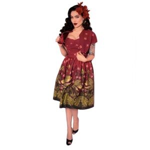 RARE Vixen Tropical Terror Swing Dress in Maneating Monster Print Venus Flytrap